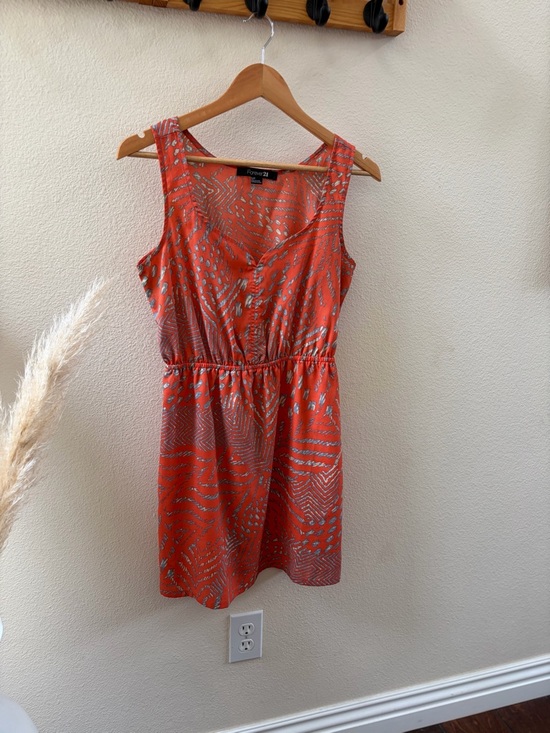 Forever 21 Dresses & Skirts - Orange Gray-Print Sleeveless Mini Dress